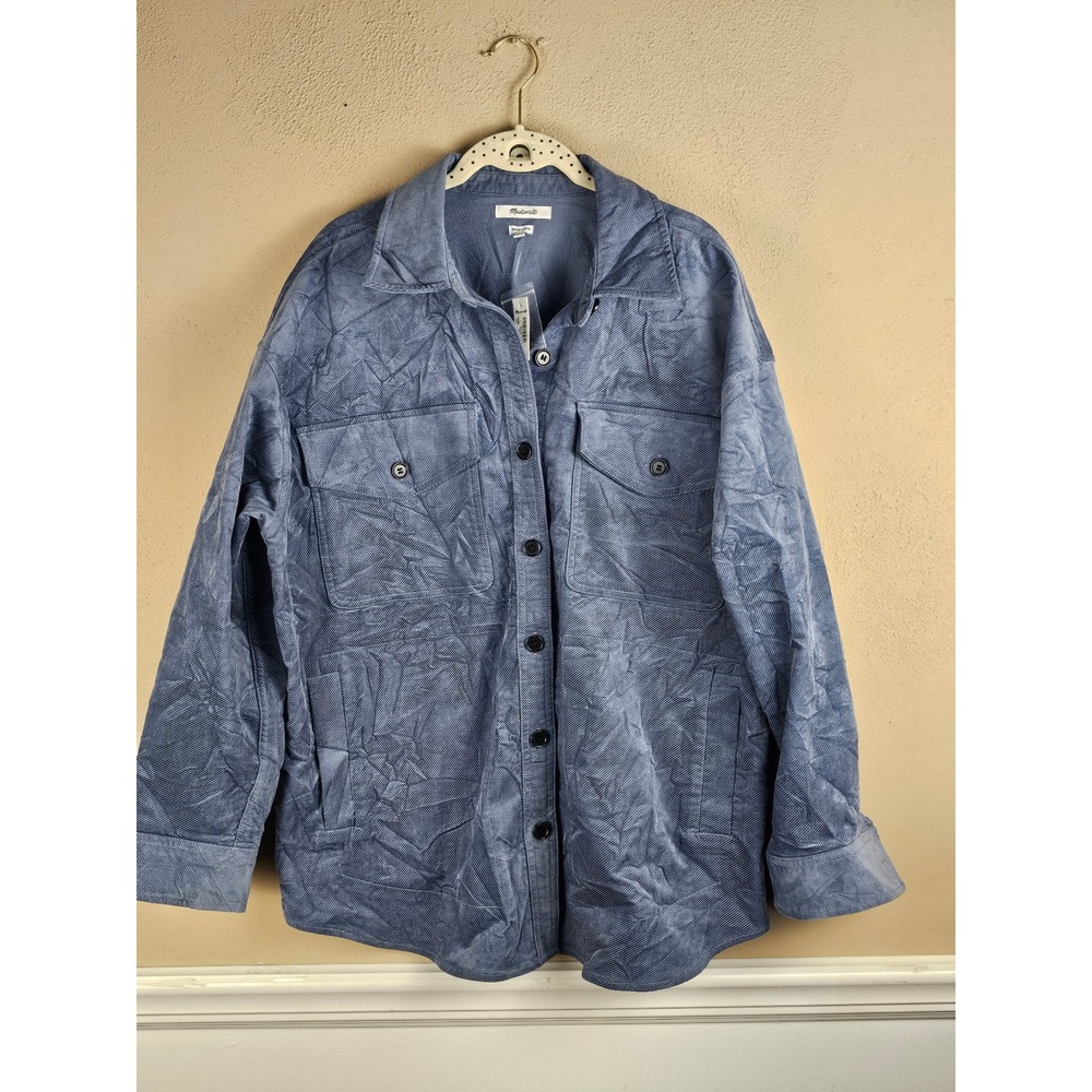 NWT Madewell Teapot Blue Corduroy Twill Oversized Shirt Jacket Shacket Large